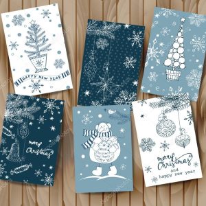 Christmas And New Year Greeting Cards