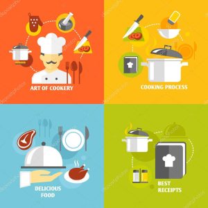 Cooking icons flat
