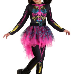 Girl's Neon Skeleton Costume Dress