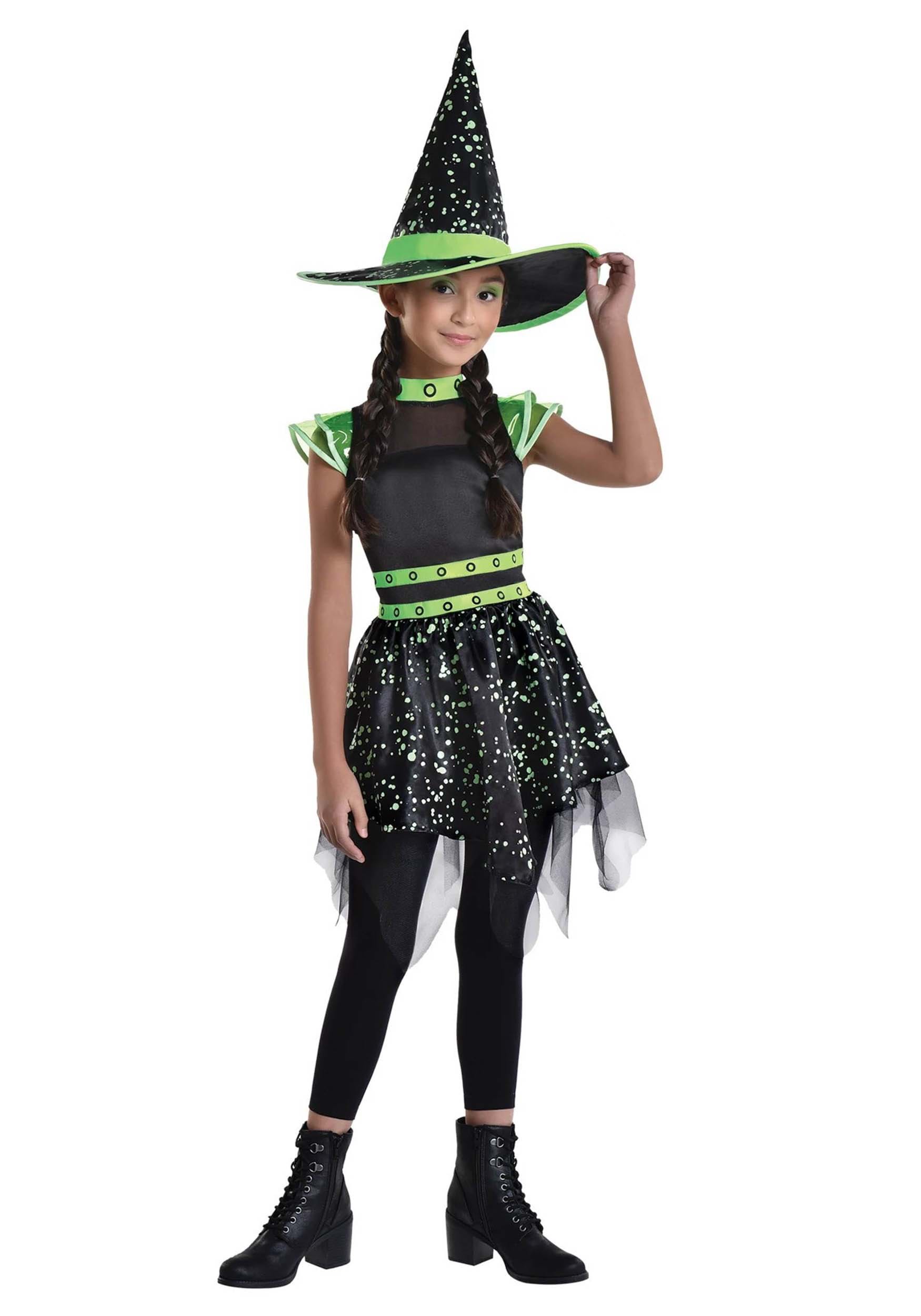 Glow in the Dark Midnight Witch Costume for Girls