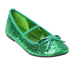 Green Glitter Ballet Flats for Girls