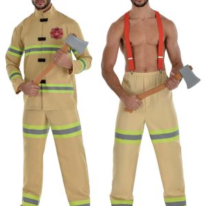 Men's Tan Firefighter Uniform Costume
