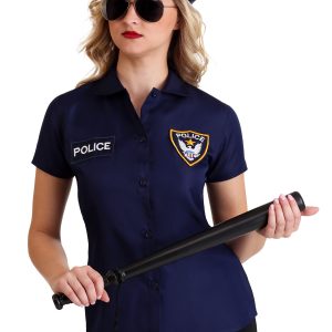 Plus Size Police Costume Shirt for Women