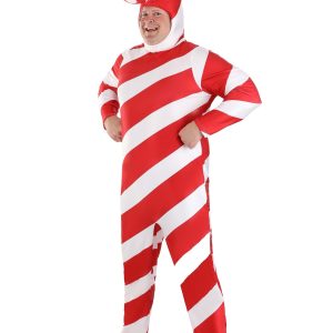 Plus Size Red Candy Cane Bodysuit Adult Costume