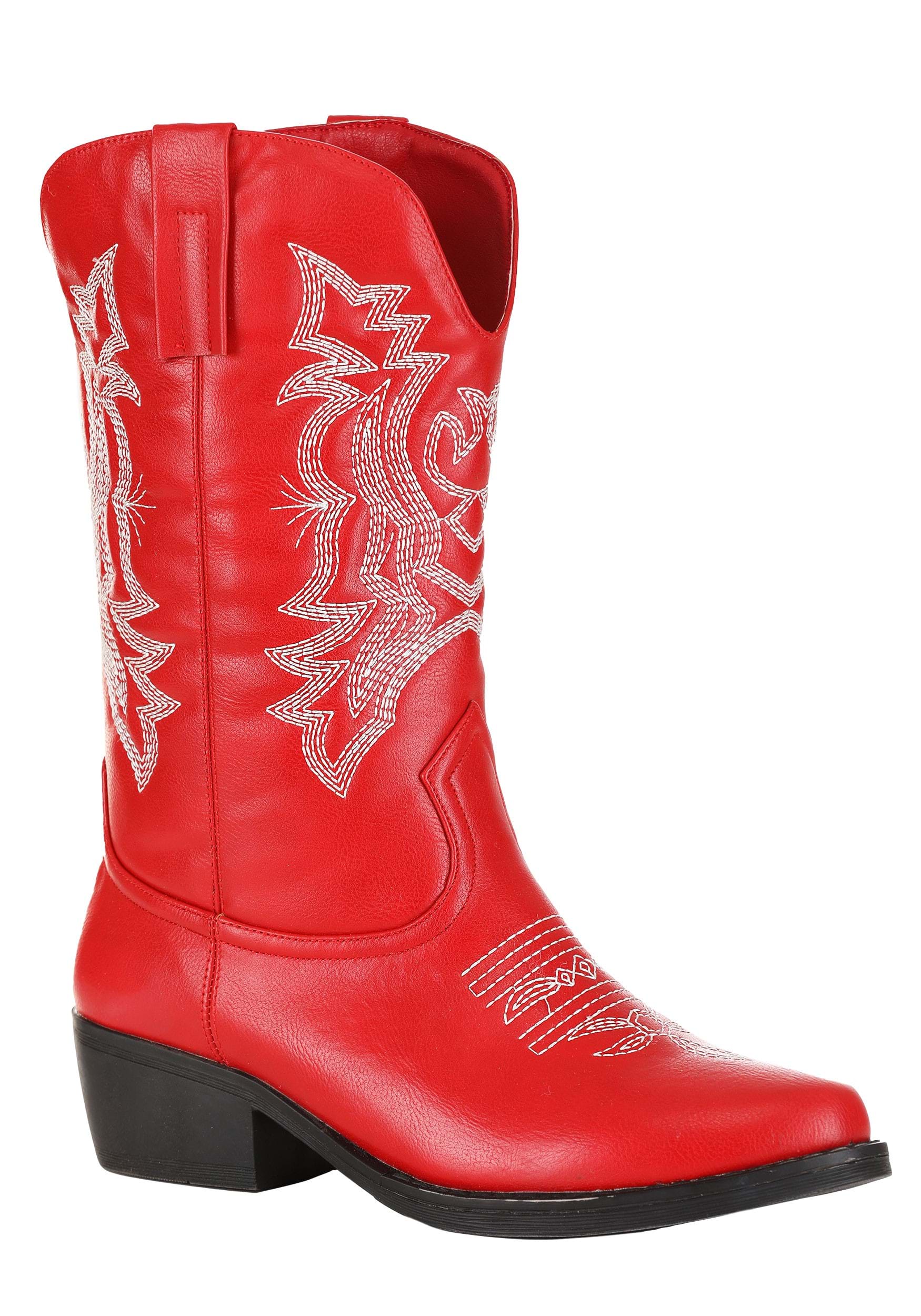 Women's Faux Leather Red Cowgirl Boots