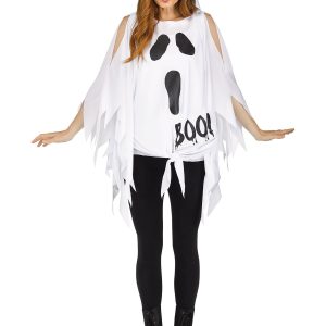 Women's Glitter Ghost Poncho Costume