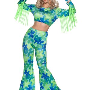 Women's Green and Blue Flower Power Costume