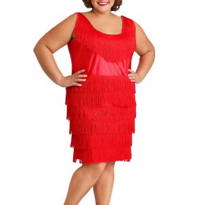 Women's Plus Size Red Flapper Costume Dress