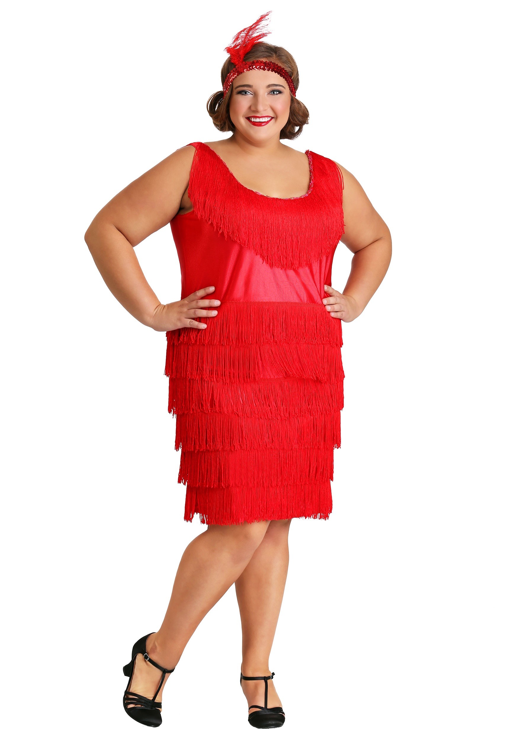 Women's Plus Size Red Flapper Costume Dress