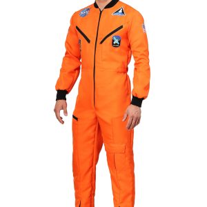 Adult Plus Size Orange Astronaut Jumpsuit Costume