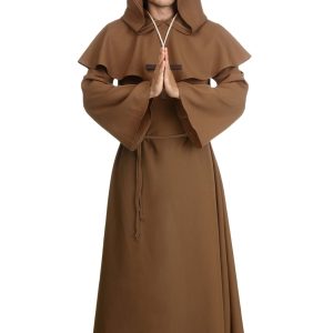 Plus Size Brown Monk Robe Costume for Men