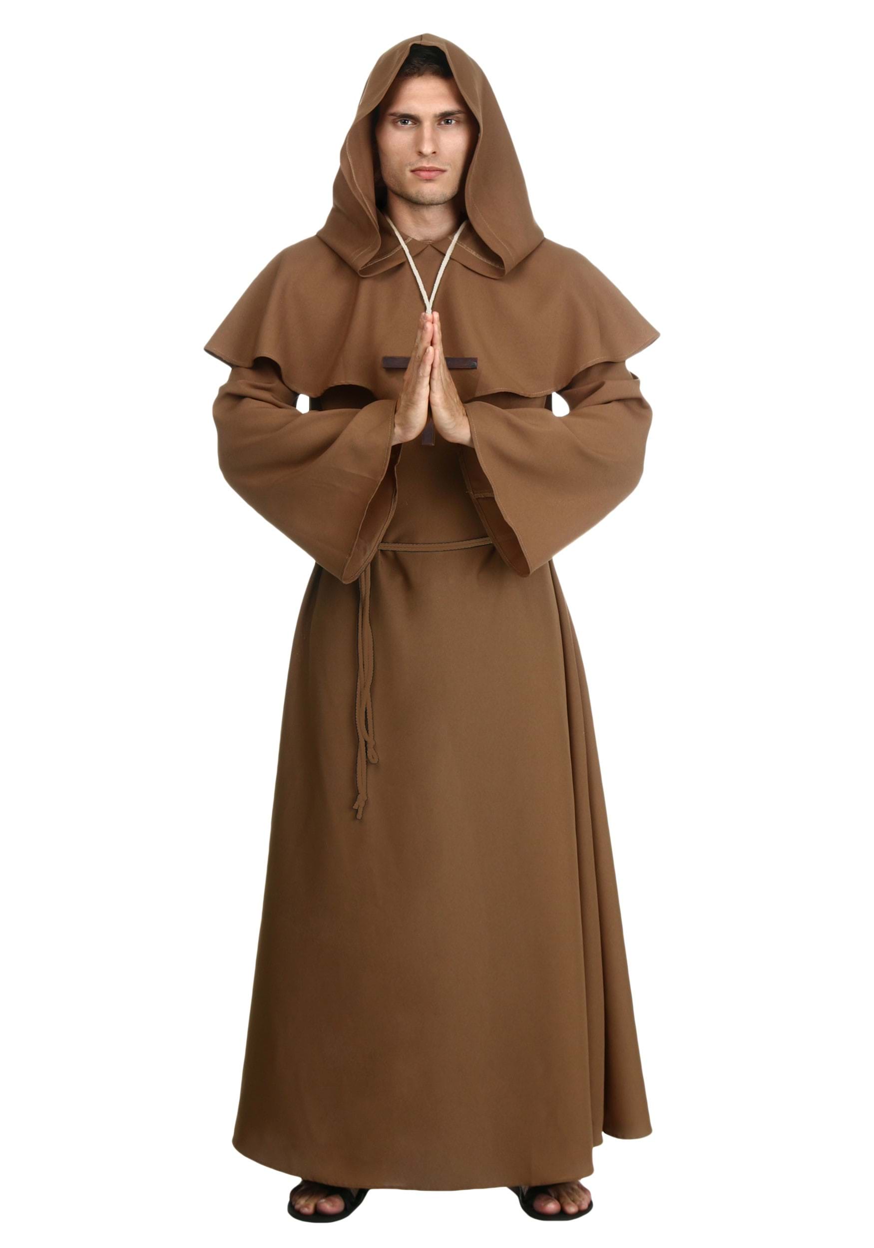 Plus Size Brown Monk Robe Costume for Men
