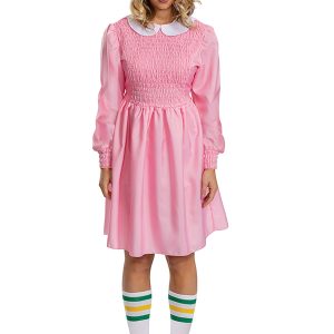 Stranger Things Adult Deluxe Pink Dress Eleven for Women