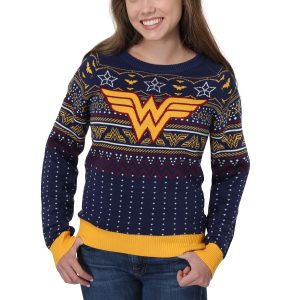 Wonder Woman Women's Navy Ugly Christmas Sweater