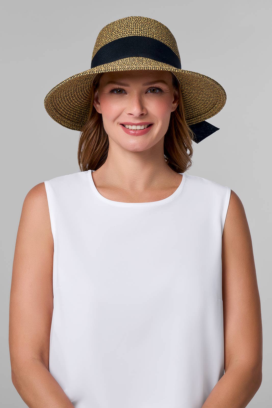 Clara Wide Brim Hat with Ribbon | Coffee