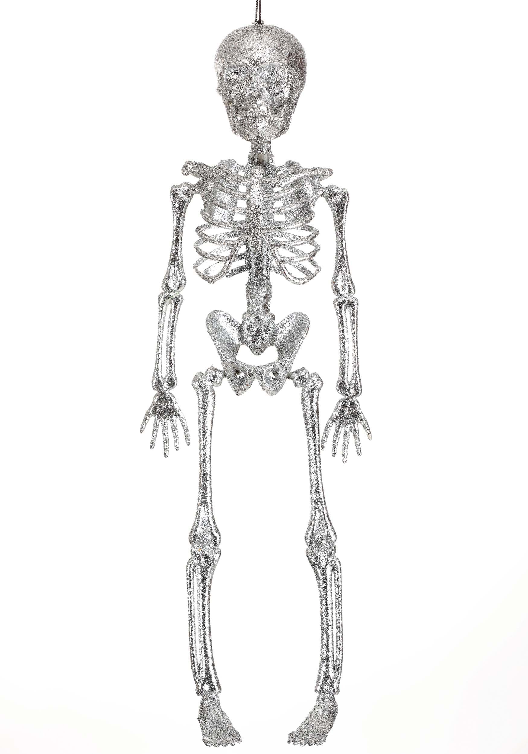 16-Inch Silver Glitter Skeleton Decoration