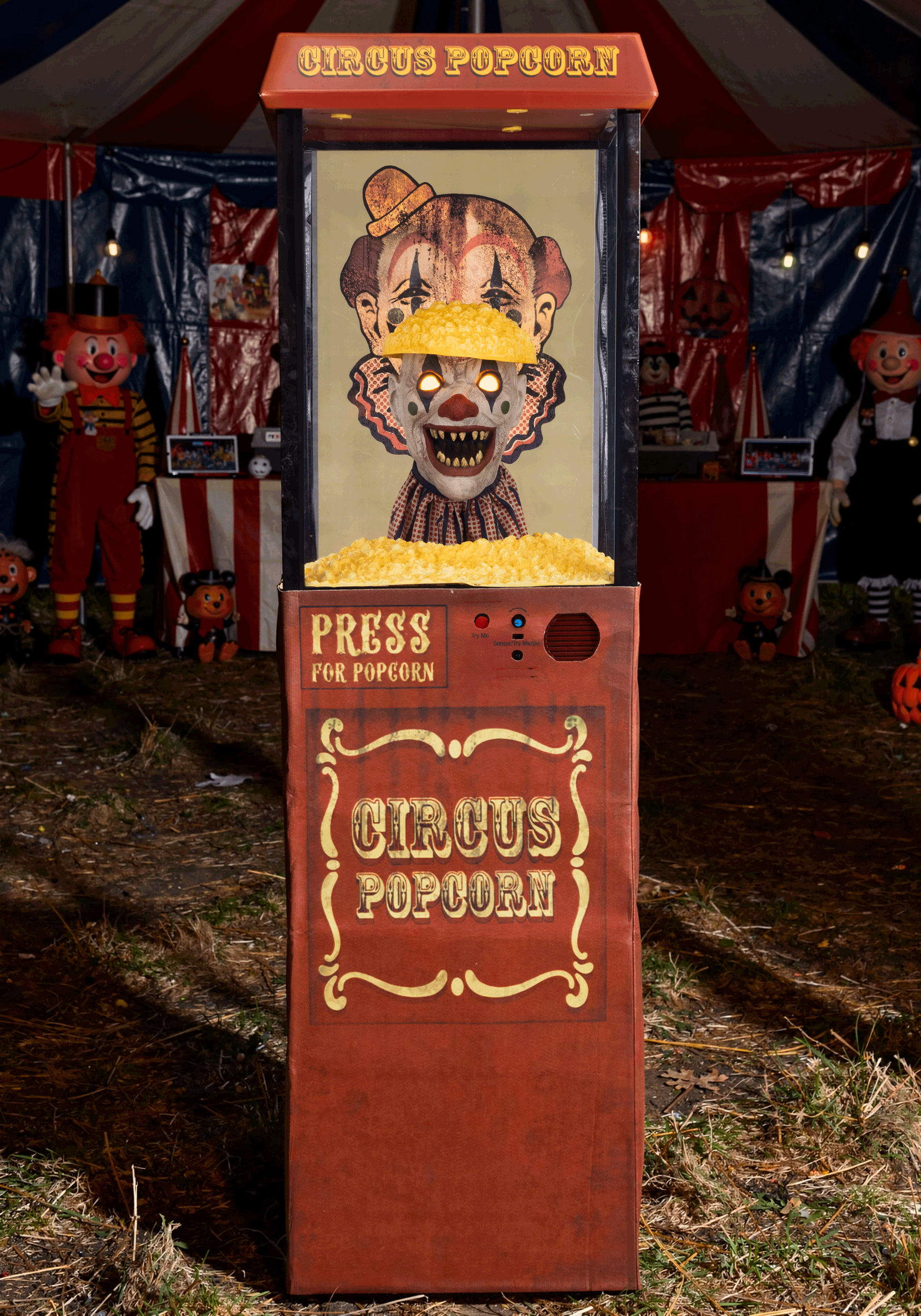 5.7FT Kernelias the Popcorn Clown Animatronic Decoration