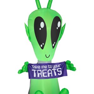 7FT Inflatable Green Alien with Banner Decoration