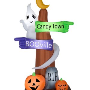 8FT Ghost Wrapped Sign Post Inflatable Decoration