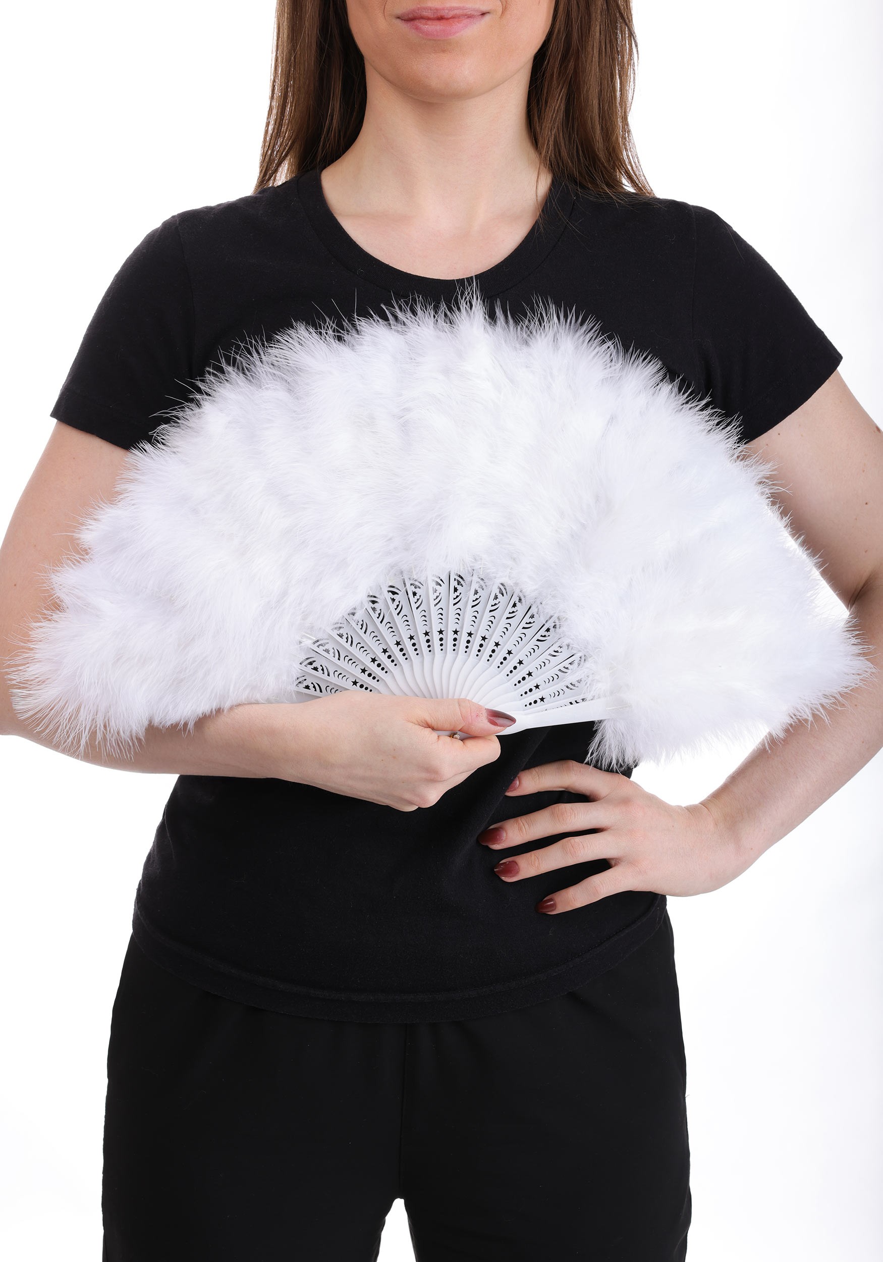 Classic White Feather Fan Accessory