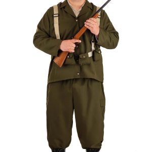 Plus Size Deluxe WW2 Soldier Costume for Men