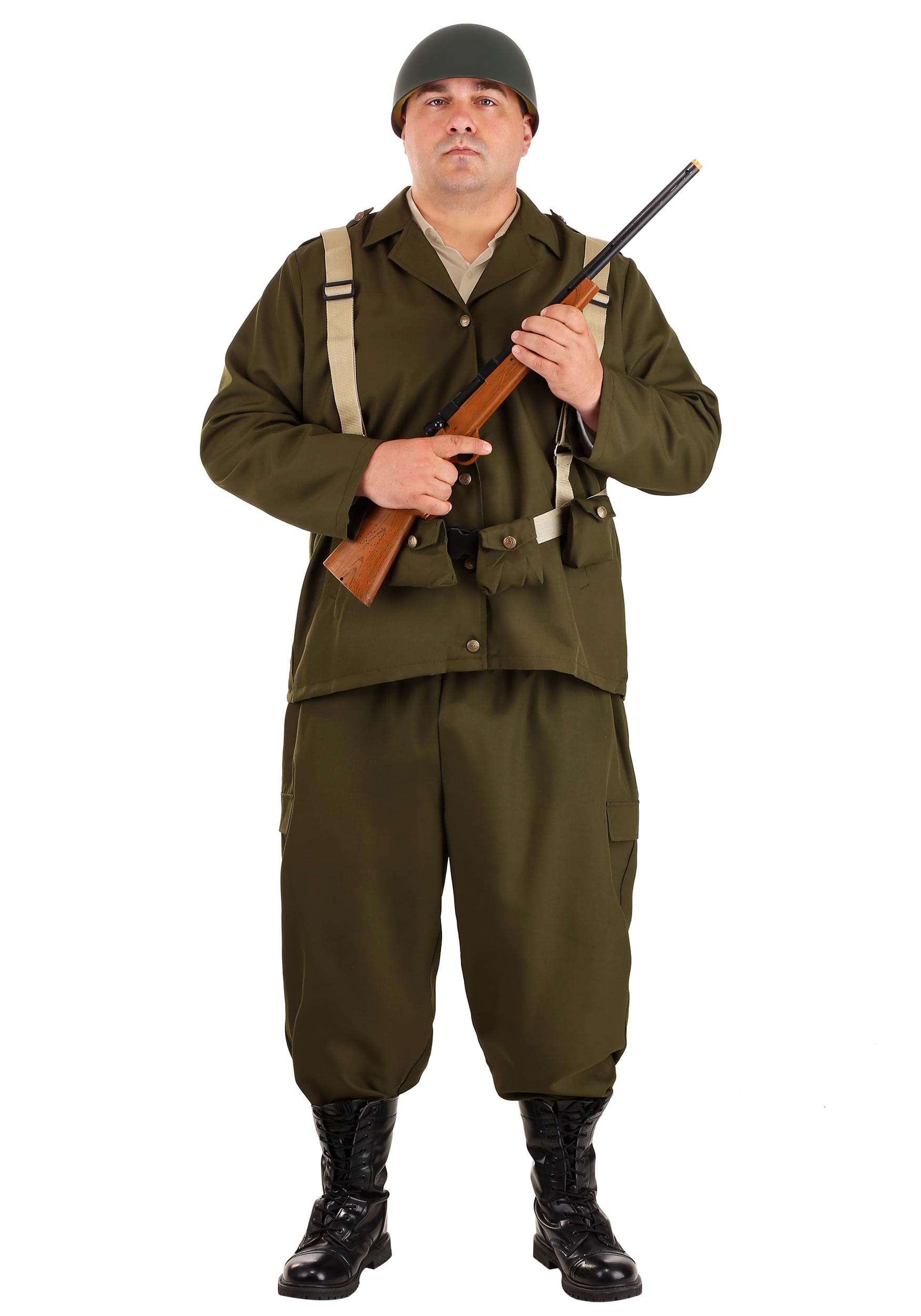 Plus Size Deluxe WW2 Soldier Costume for Men