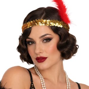 Women's Flapper Gold Sequined Headband Accessory